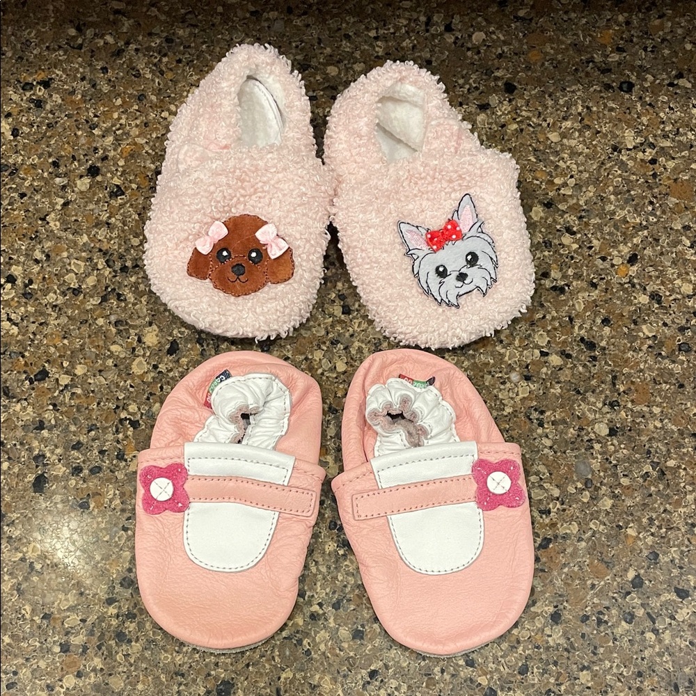 Set of 2 Pink Cardozo Baby Booties Slippers Shores & Soft Leather Size 6-12 Mo